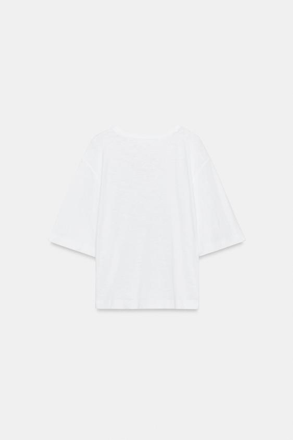 ZARA ФУТБОЛКА С V-ОБРАЗНЫМ ВЫРЕЗОМ, БЕЛЫЙ