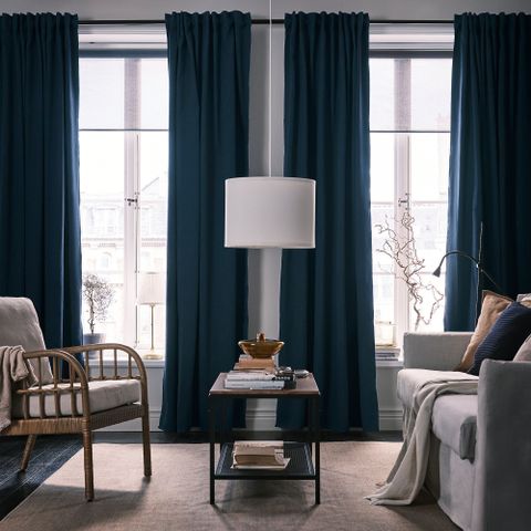 Комплект штор IKEA BLAHUVA (БЛОХУВА), Темно-синий, 145х250 см, 2 шт