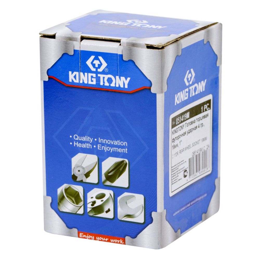 Головка торцевая ударная четырехгранная 1", футорочная, 19 мм KING TONY 851419M