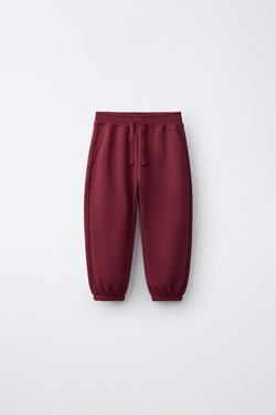 ZARA ОДНОТОННЫЕ БРЮКИ-ДЖОГГЕРЫ, ГРАНАТОВЫЙ