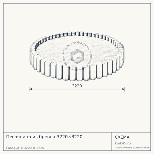 Песочница из бревна 3220×3220 — от 30 000 ₽