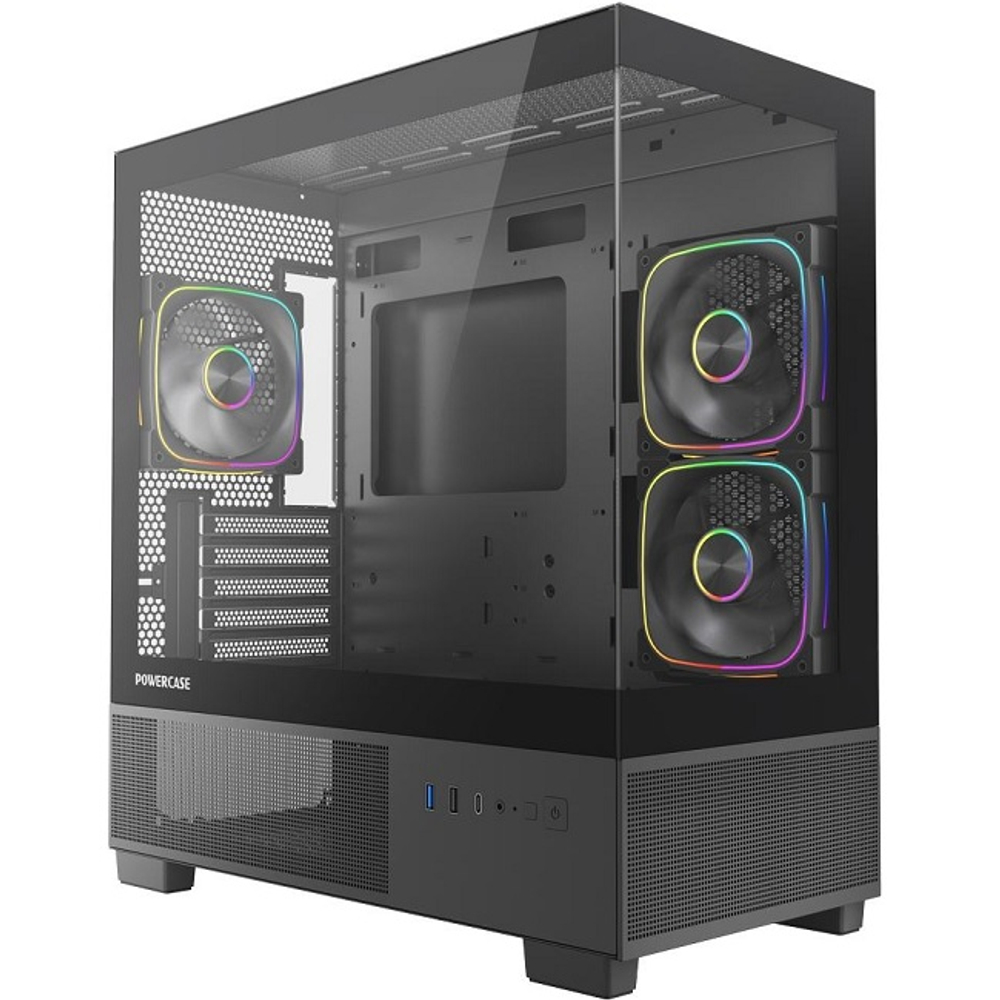 Корпус Mini-Tower PowerCase Vision Micro S4B TG ARGB, Micro-ATX, черный (VMMSHB-A3)