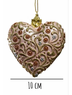 Елочная игрушка Сердце, полистоун, 10 см