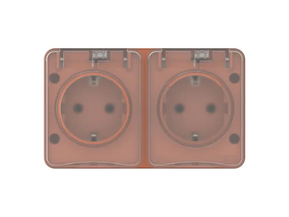 Розетка двойная с крышкой IP54 Systeme Electric AtlasDesign Profi54 Терракотовый ATN547026