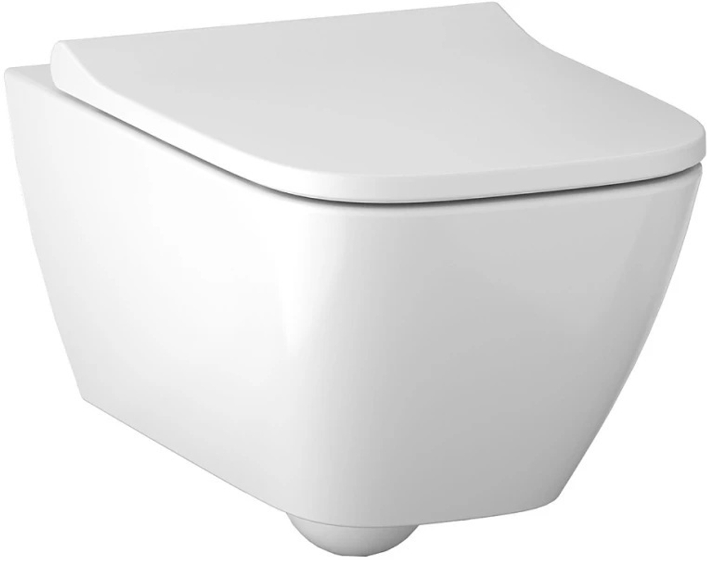 Унитаз подвесной безободковый Rimfree® Geberit Smyle Square в комплекте с сиденьем с плавным закрыванием SoftClose 500.683.01.1