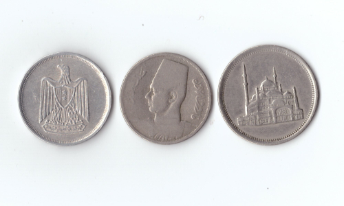 Набор монет 3 шт. Египет 10 миллим 1938-42 г. 1967,1984 г. VF