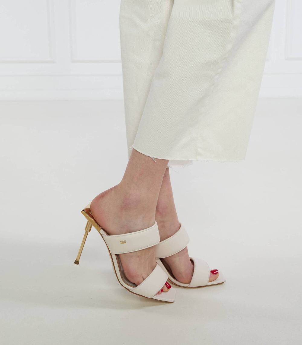 Кожаные босоножки на шпильках Elisabetta Franchi - белый(SA66L32E2)