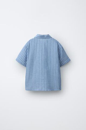 ZARA РУБАШКА В ПОЛОСКУ, СИНИЙ