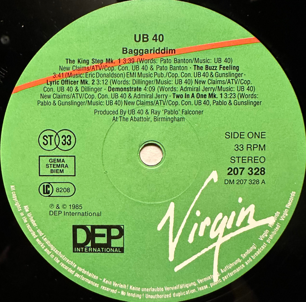 UB40 - Baggariddim (Германия 1985г.) 2х12", Maxi-Single
