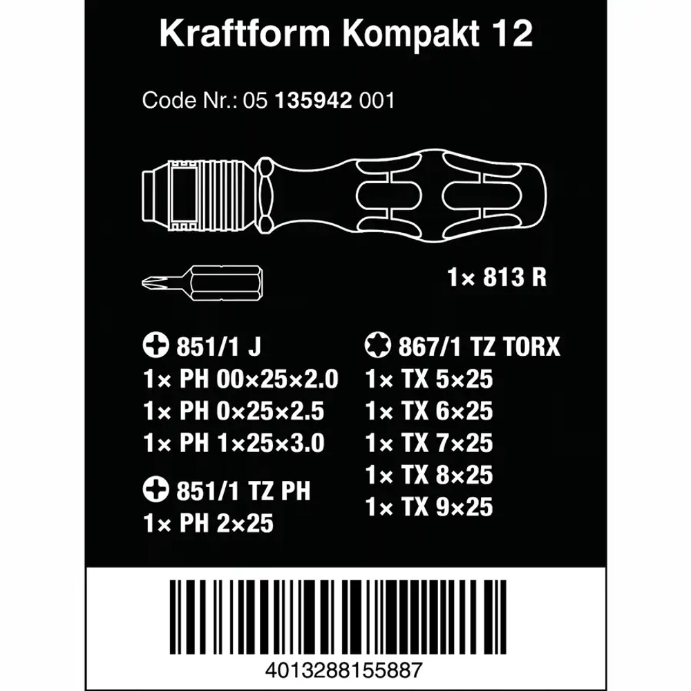 Набор бит Kraftform Kompakt 12 WERA 05135942001