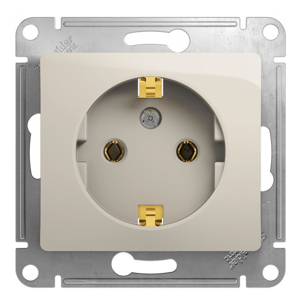 Schneider Electric Glossa Молочный Розетка с зазем.контактами, 16А, 250В, механизм IP20 скрытая установка 317984