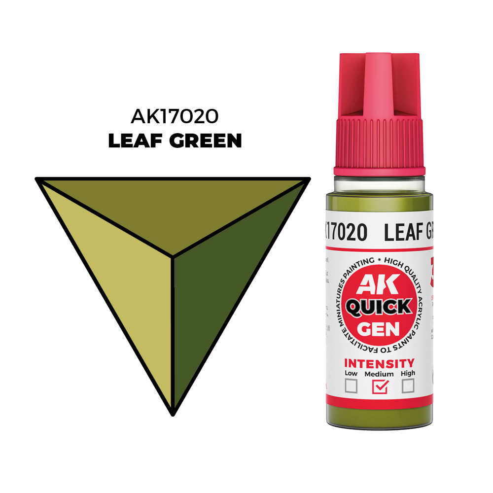 AK Interactive Leaf Green Quick Gen - контрастная акриловая краска, 18 мл
