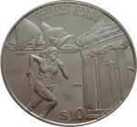 Соломоновы о-ва 10 долларов 2004 Бег Эстафета Олимпиада Афины 2004 От Сиднея до Афин СЕРЕБРО