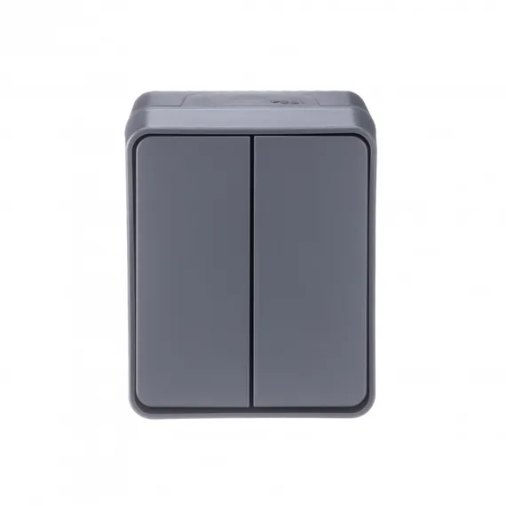 Выключатель двухклавишный IP54 Systeme Electric AtlasDesign Profi54 Антрацит ATN544051