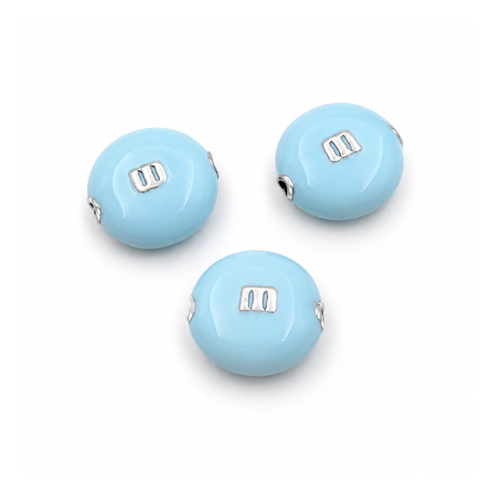 Бусина m&m с эмалью, цвет Платина - разные цвета эмали