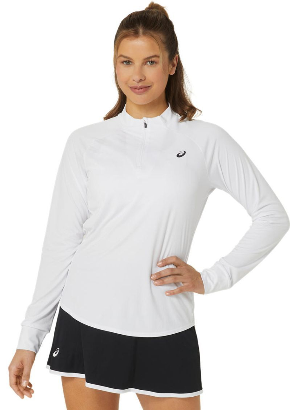 Женская теннисная футболка (dł. Рукава) Asics Court Long Sleeve 1/2 Zip Top - белый