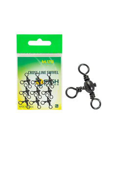 Вертлюжок рыболовный Fish Crystal  бочонок на три направления CROSS LINE SWIVEL 1703 №8 (5 упаковок)
