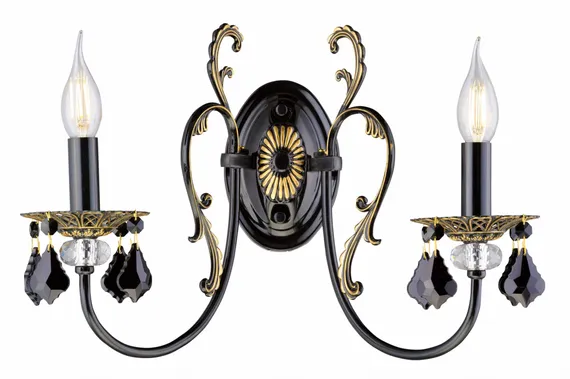 Бра NewRgy B1730/2W BK+GD, 2×40 Вт, золотое и чёрное