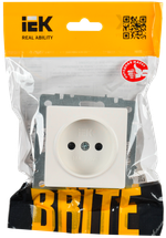 BRITE Розетка 1-местная без заземления с защитными шторками 10А РСш10-2-БрЖ жемчуг IEK