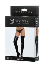 Чулки Glossy Lotis из материала Wetlook M(44) (Цвет: черный)