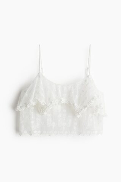 Топ из сетки с вышивкой на бретелях - H&M