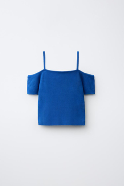 ZARA ТОП В РУБЧИК, СИНИЙ ЭЛЕКТРИК