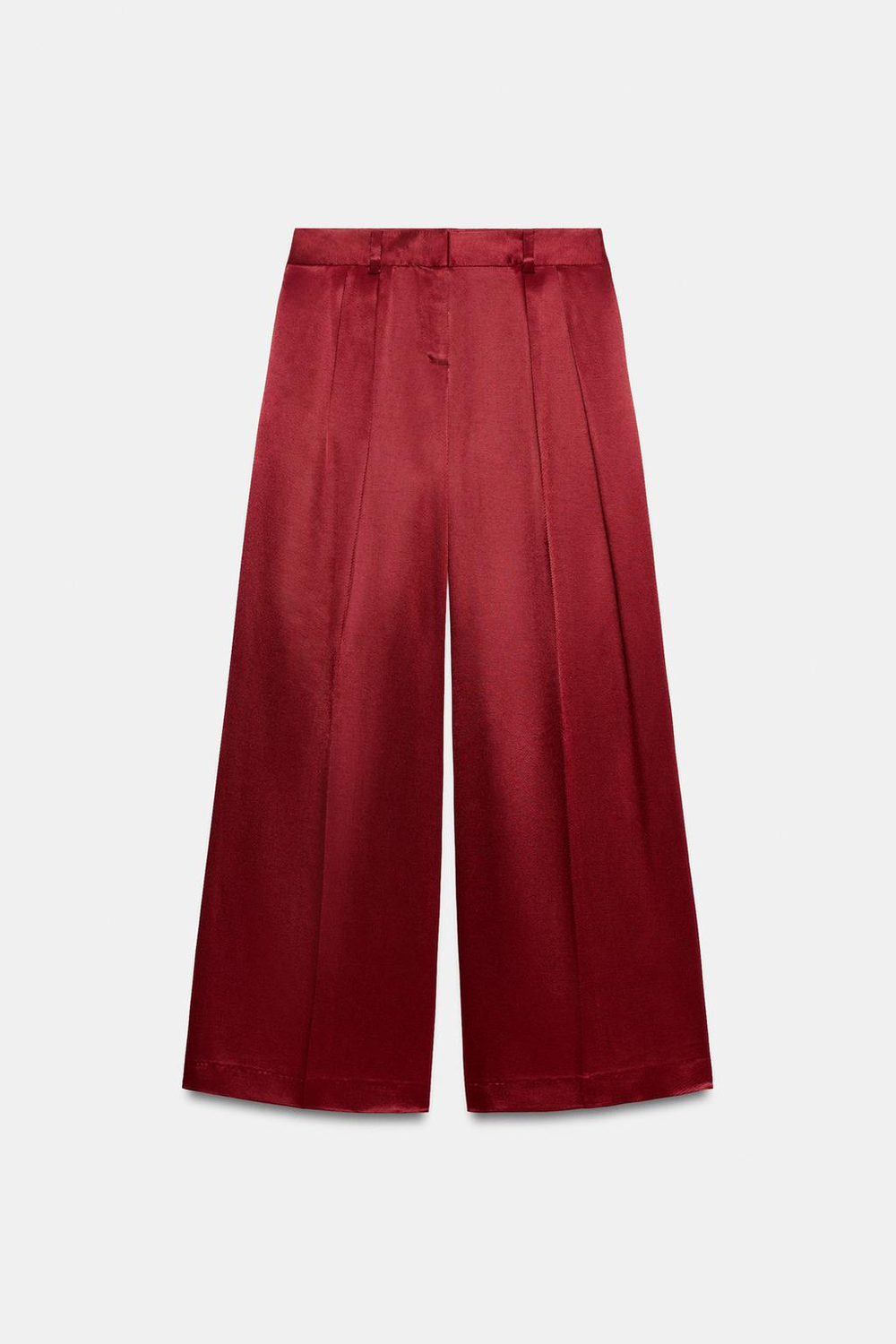 ZARA ШИРОКИЕ СВОБОДНЫЕ БРЮКИ, БУРГУНДИ