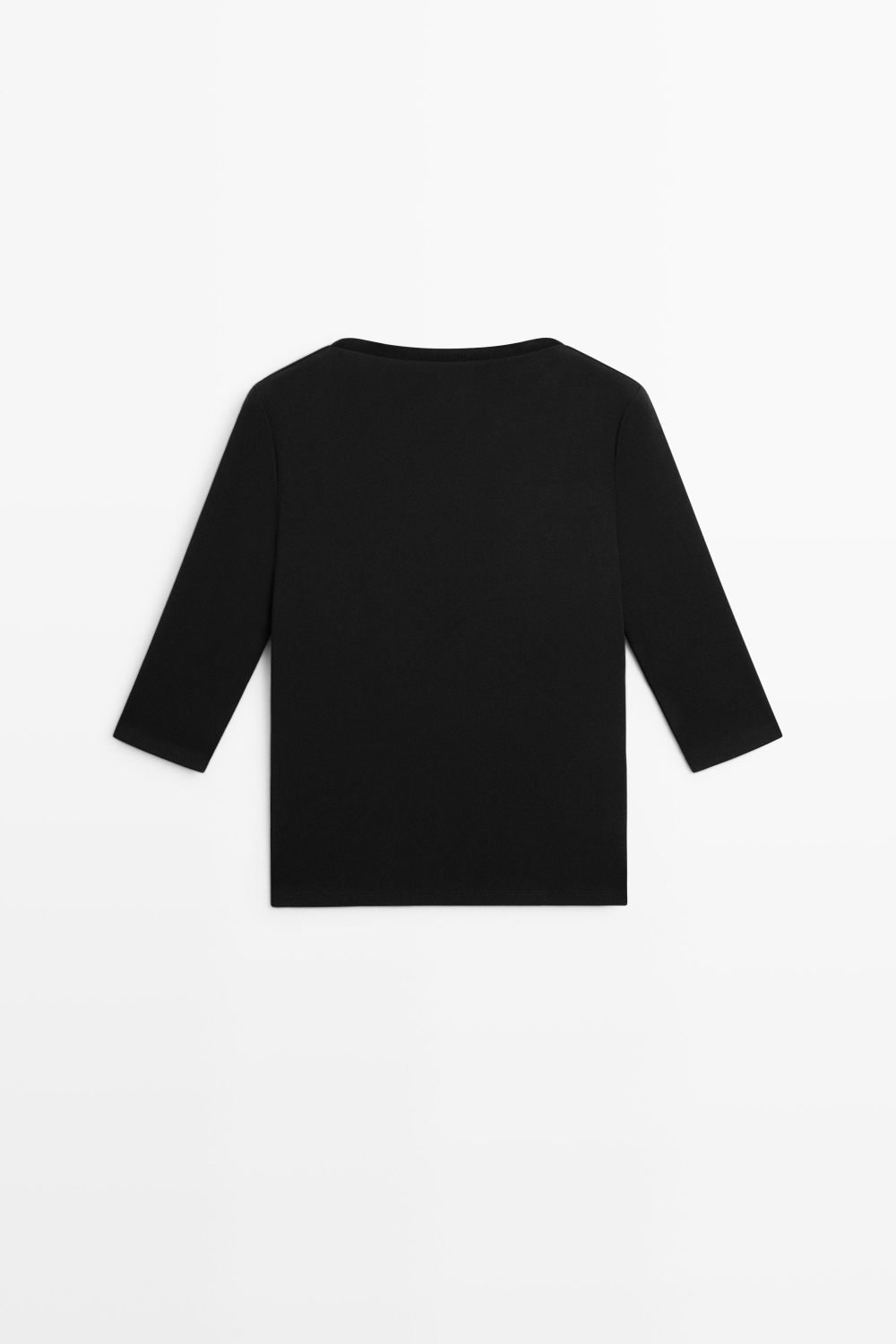 Massimo Dutti Футболка из смесового хлопка с высоким воротом, черный