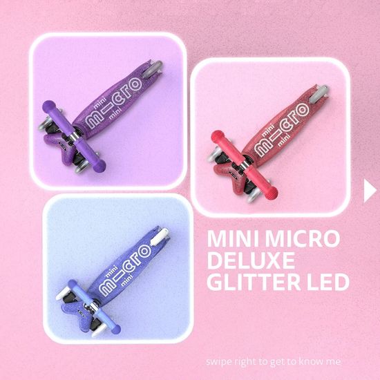 Самокат Mini Micro Deluxe Fairy Glitter LED Pink