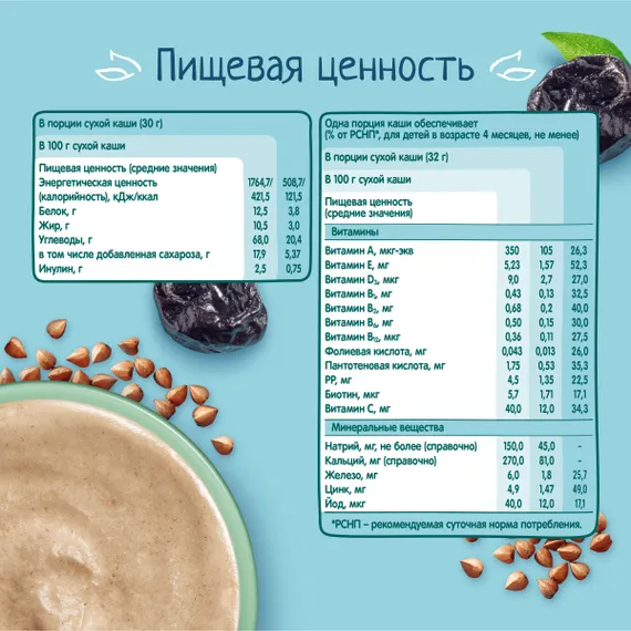 Каша молочная ФрутоНяня гречневая чернослив 190г