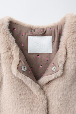 ZARA ЖИЛЕТ ИЗ ИСКУССТВЕННОГО МЕХА, РЫЖЕВАТО-КОРИЧНЕВЫЙ
