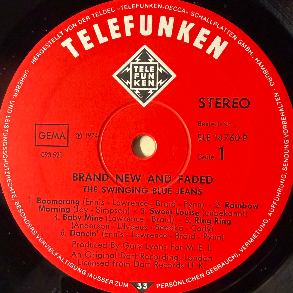 The Swinging Blue Jeans ‎– Brand New And Faded (Германия 1974г.)