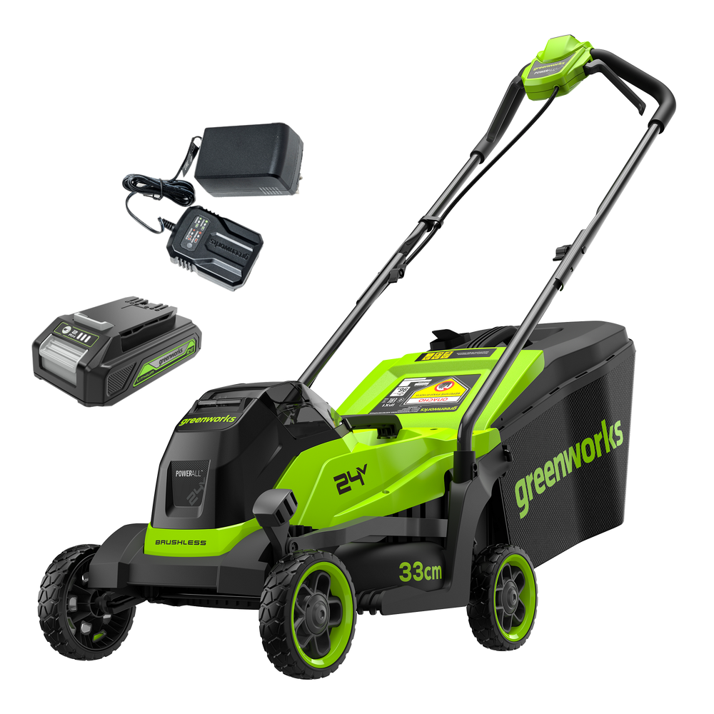 Газонокосилка аккумуляторная Greenworks GD24LM331, 24V, 33 см, бесщеточная, c 1хАКБ 4Ач (2520607UB)