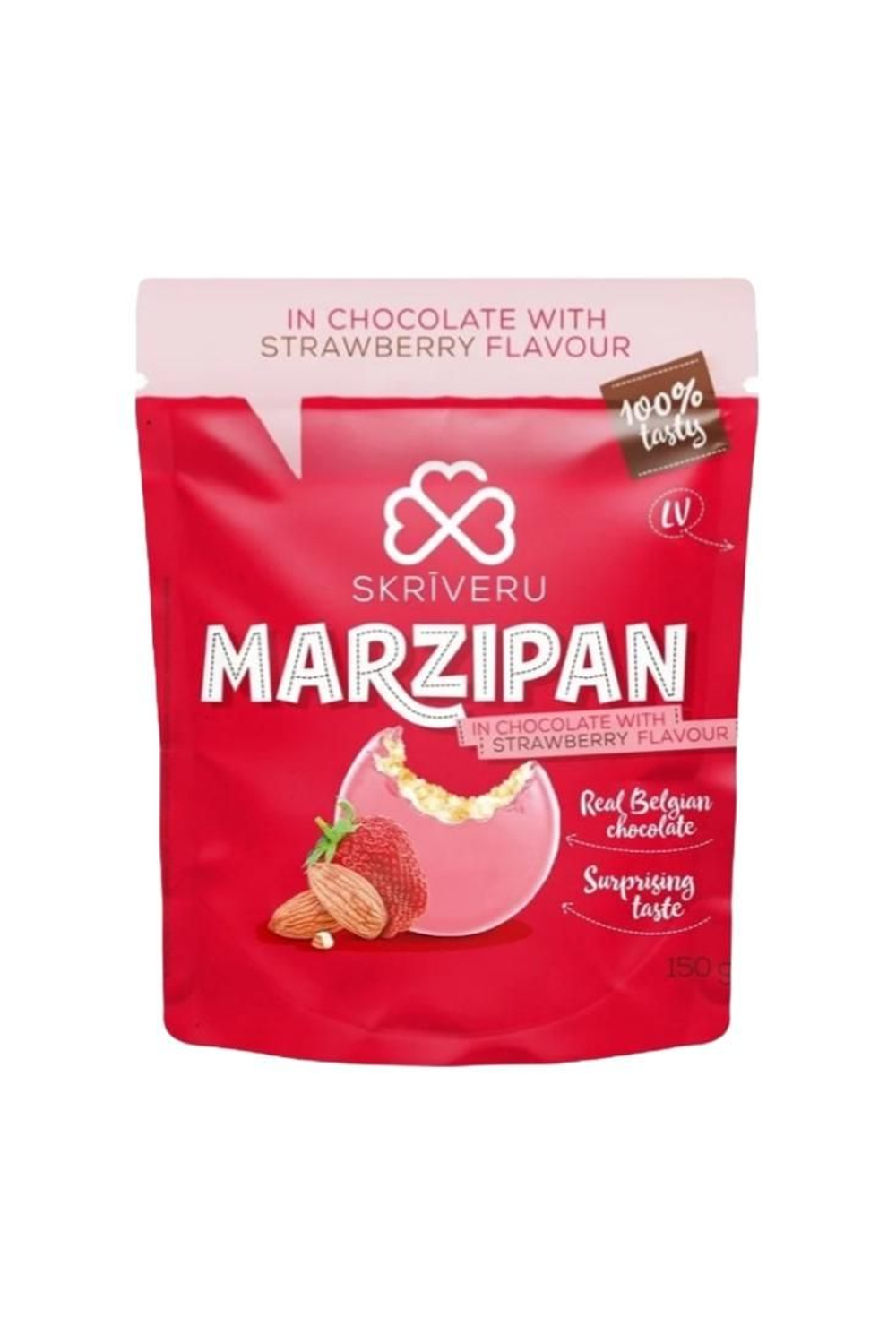 Конфеты Марципан в белом шоколаде со вкусом клубники 150 г