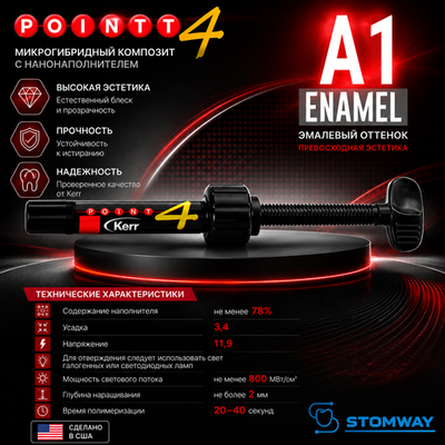 Point 4 Enamel A1, шприц (4гр), микрогибридный композит