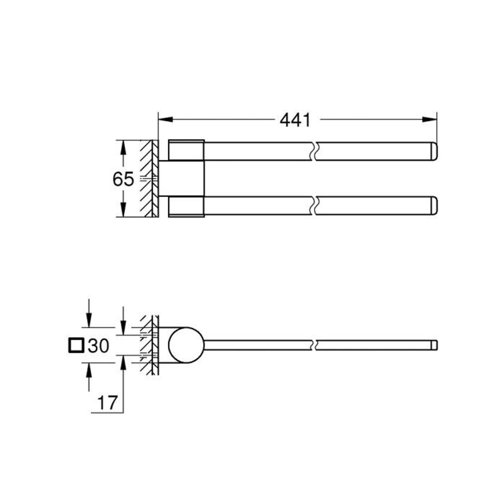 Держатель для полотенца двойной GROHE Selection , поворотный, металл, фантомный чёрный