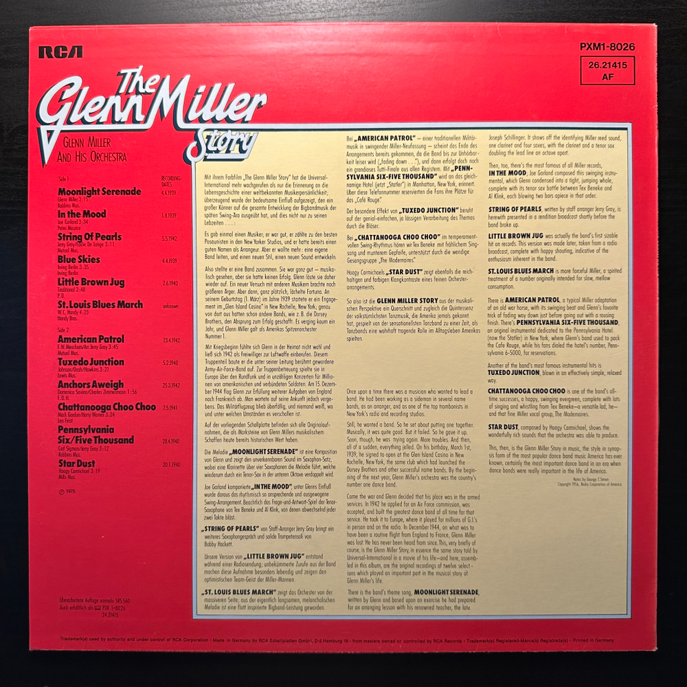 Glenn Miller And His Orchestra - The Glenn Miller Story, Volume 1 (Германия 1977г.)