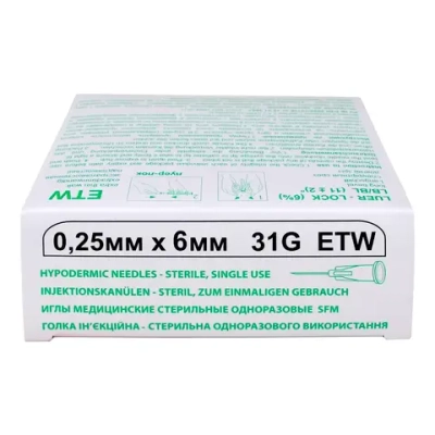 Игла для мезотерапии SFM ETW 31G 0,25 х 6 мм 50 шт