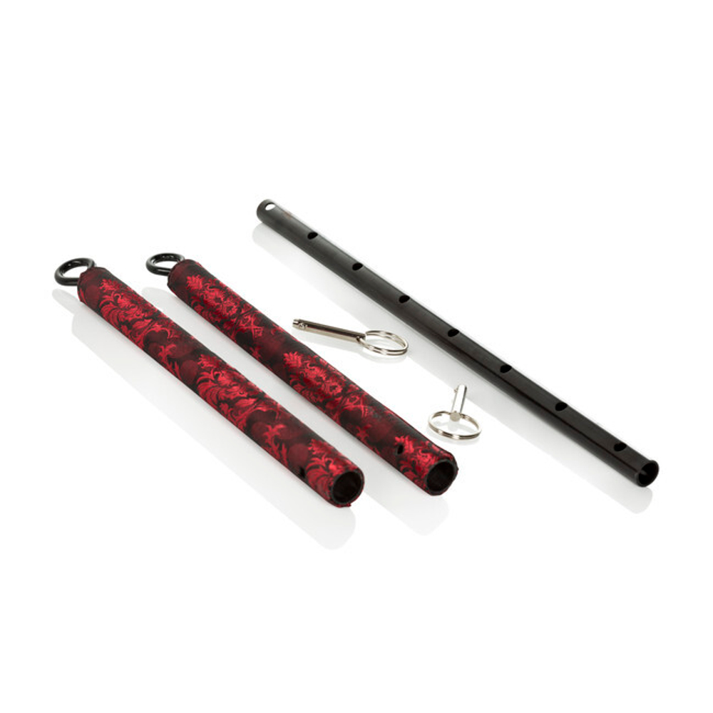 Металлическая распорка для фиксации оков для ног Scandal Spreader Bar (Цвет: черный с красным)