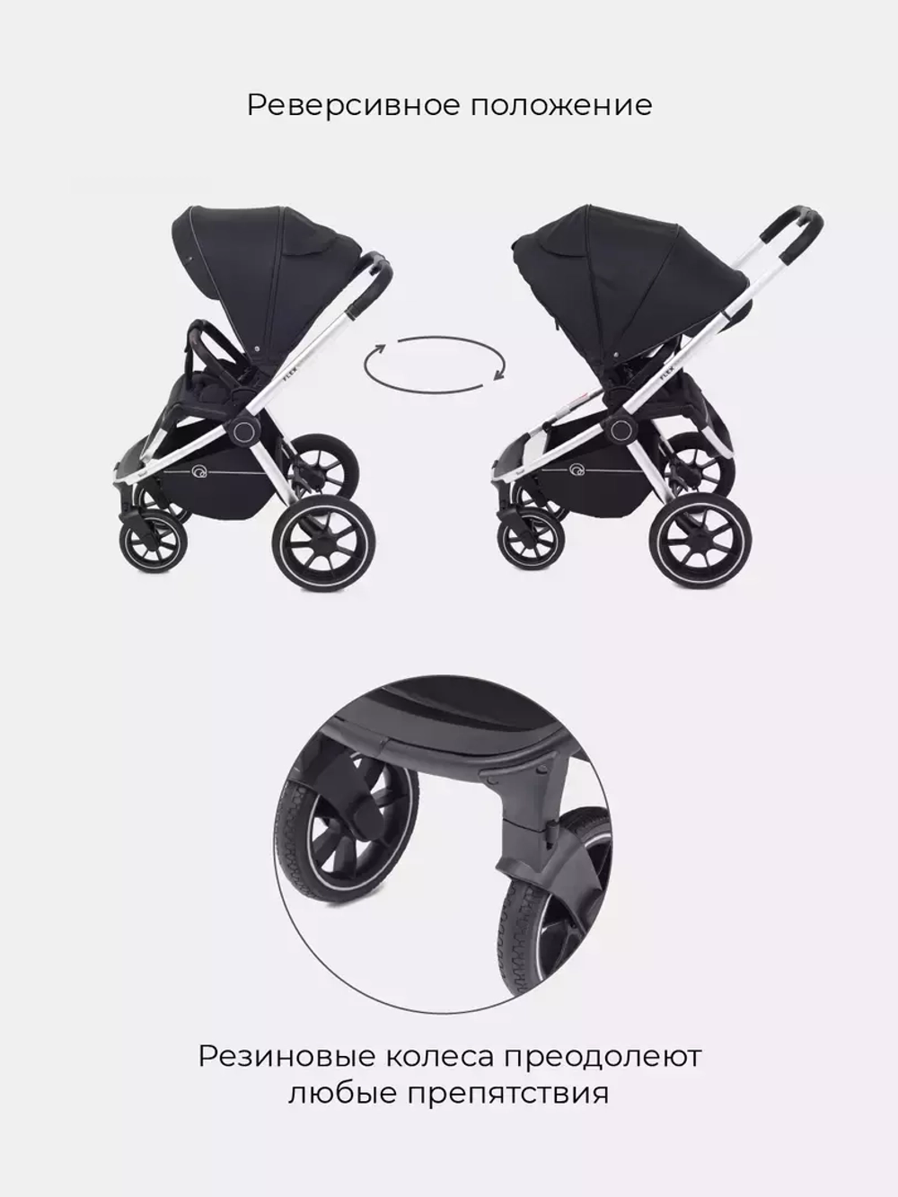 Коляска детская "FLEX GRAND" (2в1) RA072 Midnight Black + сумка