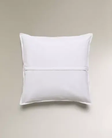 ZARA HOME НАВОЛОЧКА ДЛЯ ДЕКОРАТИВНОЙ ПОДУШКИ С ЦВЕТОЧНОЙ ВЫШИВКОЙ, ЖЕЛТОВАТО-БЕЛЫЙ