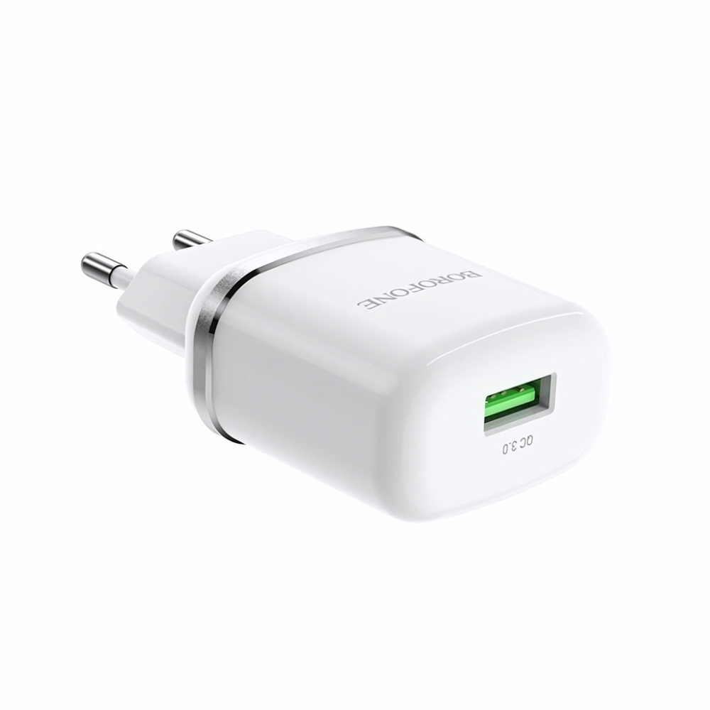 Зарядное устройство Borofone BA36A 18W QC3.0 3A USB + кабель microUSB Black
