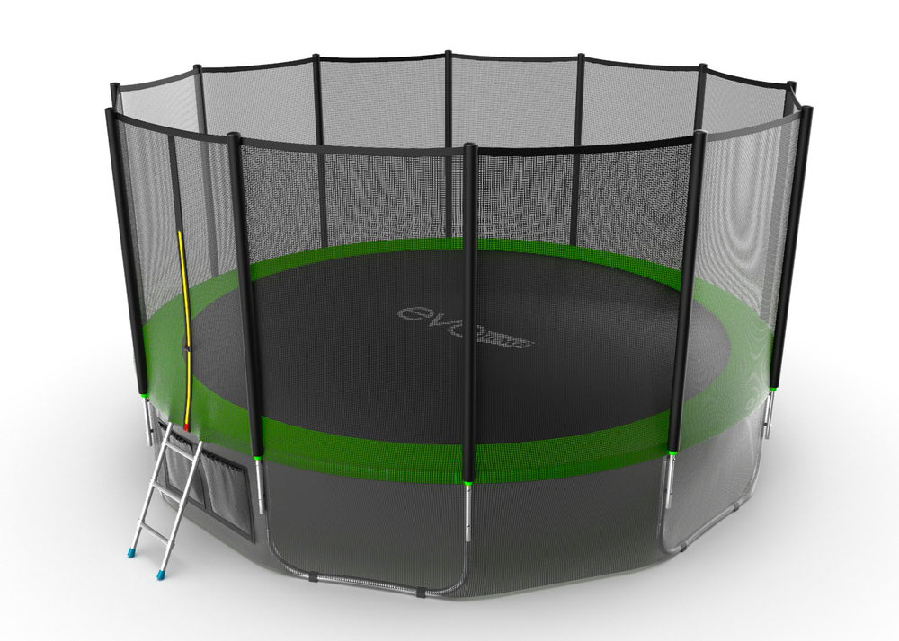EVO JUMP External 16ft (Green) + Lower net. Батут с внешней сеткой и лестницей, диаметр 16ft (зеленый) + нижняя сеть