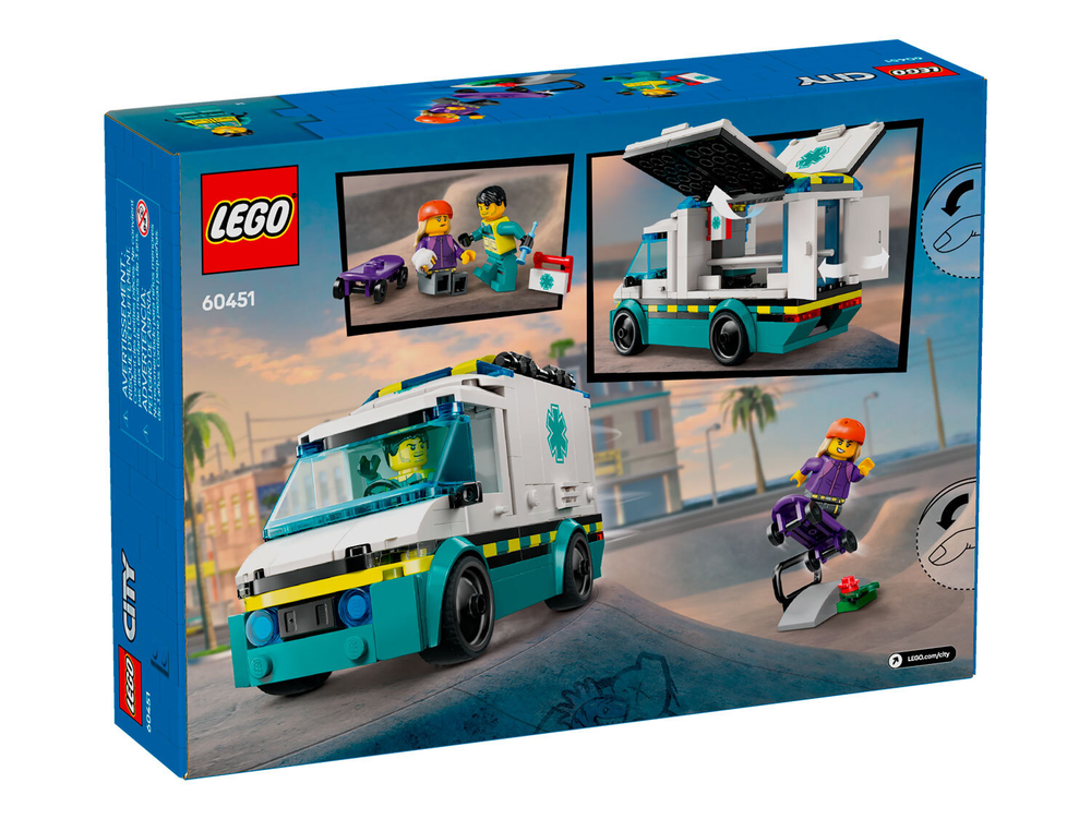 Конструктор Лего Сити Скорая помощь | LEGO City Ambulance 60451 — набор для детей 184 деталей (5+)