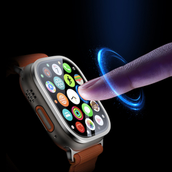 Закаленное стекло с рамками серебристого цвета от Dux Ducis для смарт часов Apple Watch Ultra 49mm, серия Flas Screen Protector Black