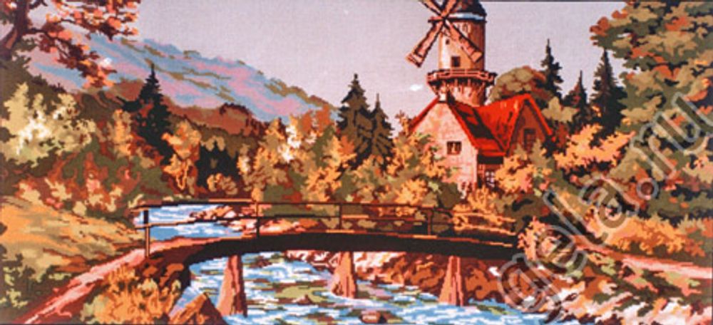 Рисунок для вышивания Soulos (канва жесткая), Мост на мельницу, 60х120 см Рисунок для вышивания Soulos (канва жесткая), Мост на мельницу, 60х120 см