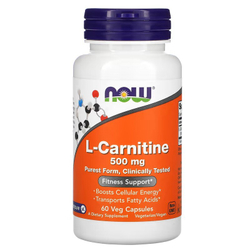 NOW Foods, L- Carnitine 500 mg 60 veg caps | L-karnitin, 500 mg, 60 ta oʻsimlik kapsulasi