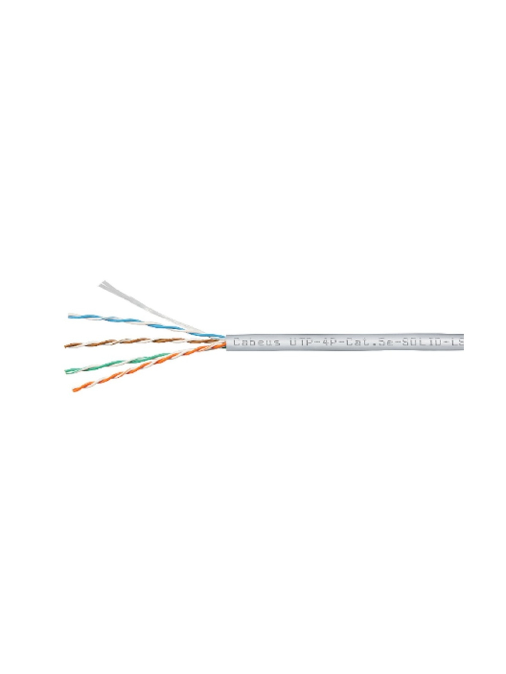 CABEUS UTP-4P-CAT.5E-SOLID-LSZH-GY КАБЕЛЬ ВИТАЯ ПАРА UTP (U/UTP), КАТЕГОРИЯ 5E, 4 ПАРЫ (24 AWG), ОДНОЖИЛЬНЫЙ, СЕРЫЙ, LSZH, НГ(А)-HF, (305 М)