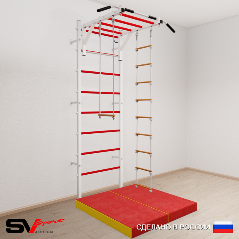 Шведская стенка Sv Sport 5384 (Турник рукоход/Лестница/Трапеция/Мат 1м)