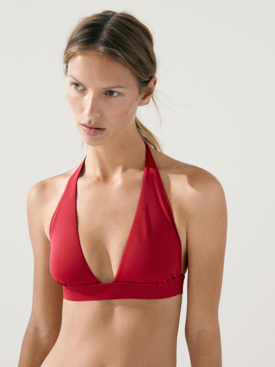 Massimo Dutti Топ бикини с треугольными чашками, красный